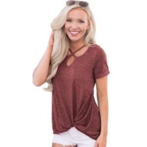 Burgandy Criss Cross Top